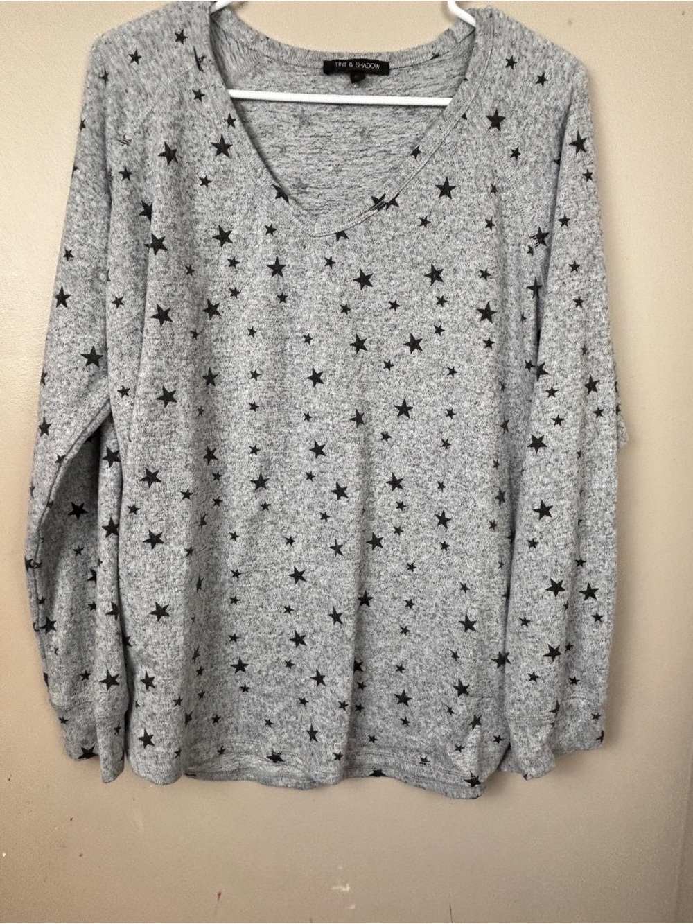 Gray Star-Print V-Neck Sweater